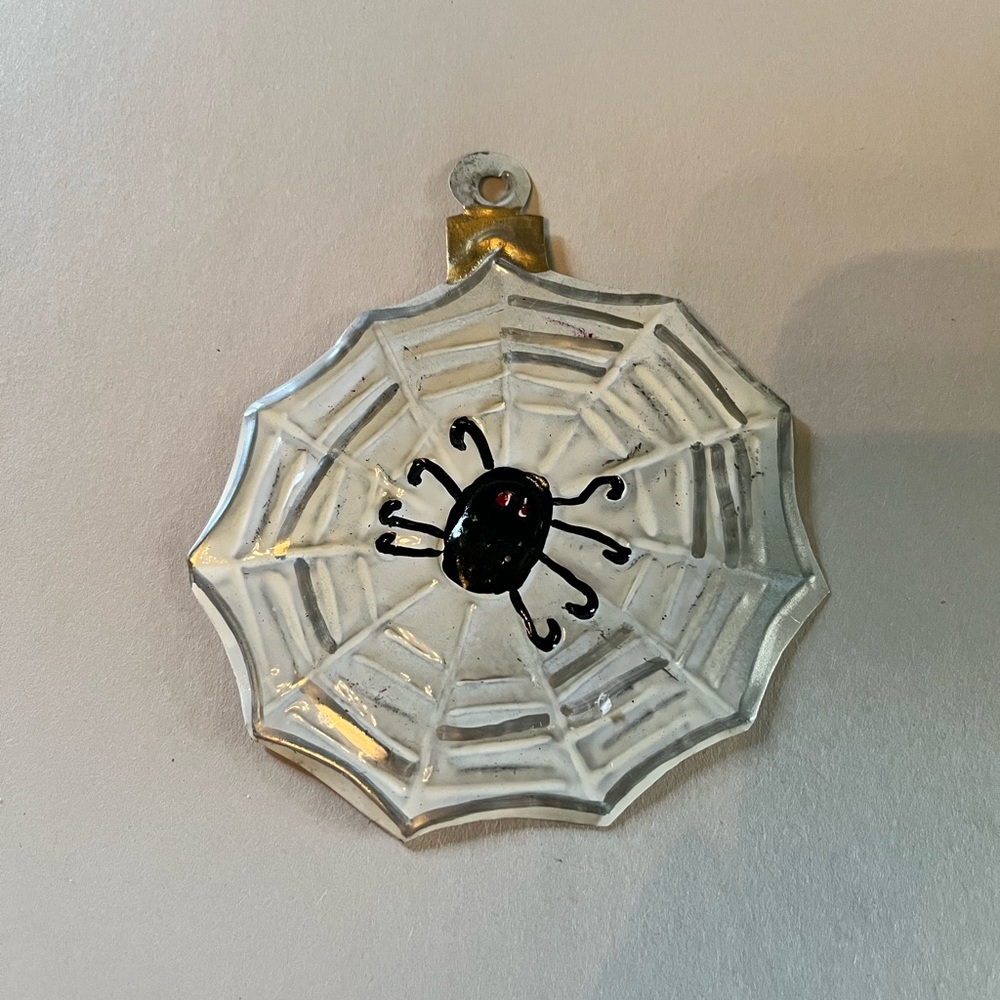Mexican Hand Painted Tin Art Spider Web